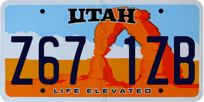 UT license plate Z671ZB