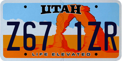 UT license plate Z671ZR