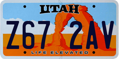 UT license plate Z672AV