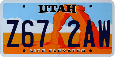 UT license plate Z672AW