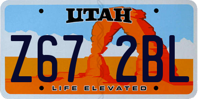 UT license plate Z672BL