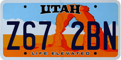 UT license plate Z672BN