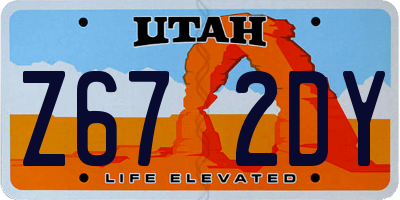 UT license plate Z672DY