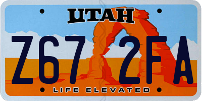 UT license plate Z672FA