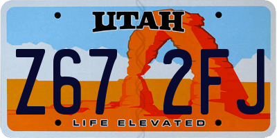 UT license plate Z672FJ