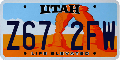 UT license plate Z672FW