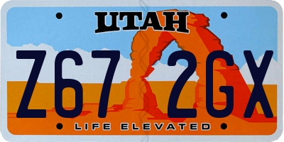 UT license plate Z672GX