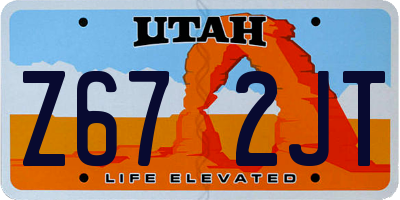 UT license plate Z672JT