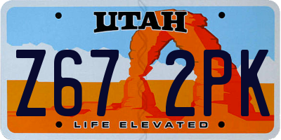 UT license plate Z672PK
