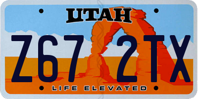 UT license plate Z672TX