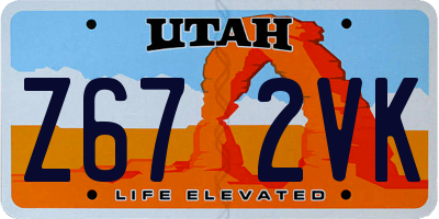 UT license plate Z672VK