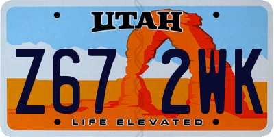 UT license plate Z672WK
