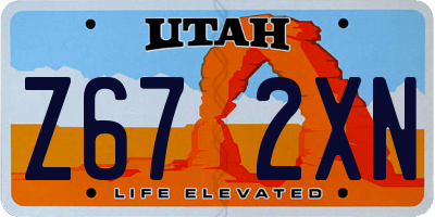 UT license plate Z672XN