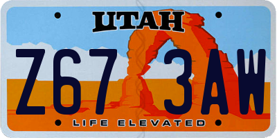 UT license plate Z673AW