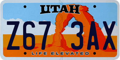 UT license plate Z673AX