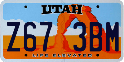 UT license plate Z673BM