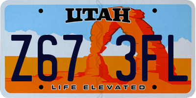 UT license plate Z673FL