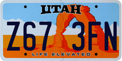 UT license plate Z673FN