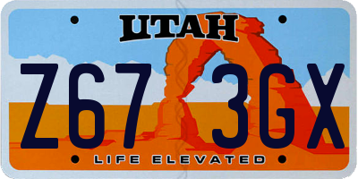 UT license plate Z673GX