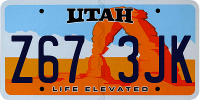 UT license plate Z673JK