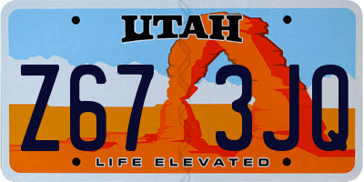 UT license plate Z673JQ