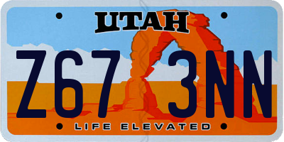 UT license plate Z673NN