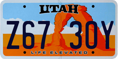 UT license plate Z673OY