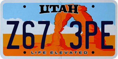 UT license plate Z673PE