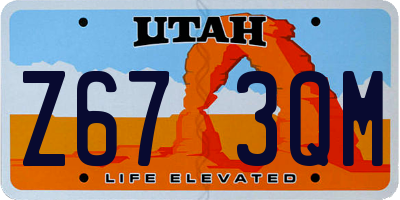 UT license plate Z673QM