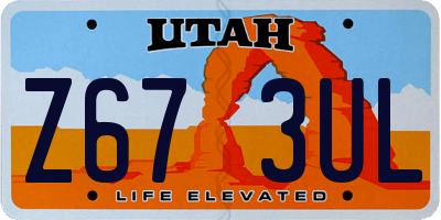 UT license plate Z673UL