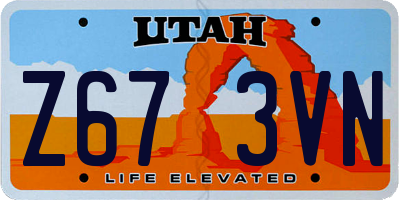 UT license plate Z673VN