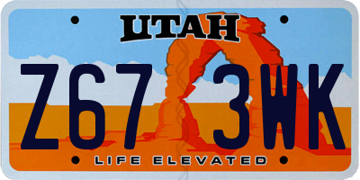 UT license plate Z673WK