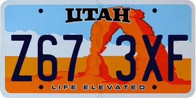 UT license plate Z673XF