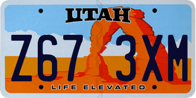 UT license plate Z673XM
