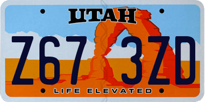 UT license plate Z673ZD