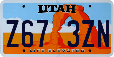UT license plate Z673ZN