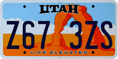 UT license plate Z673ZS