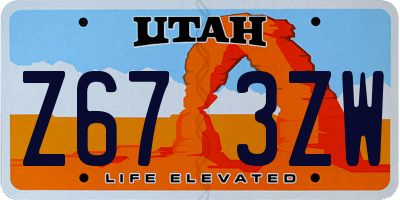 UT license plate Z673ZW