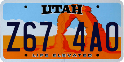 UT license plate Z674AO