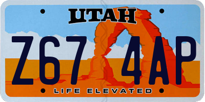UT license plate Z674AP