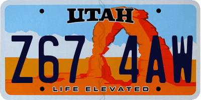 UT license plate Z674AW