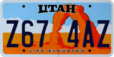 UT license plate Z674AZ