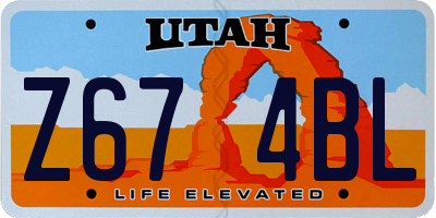 UT license plate Z674BL