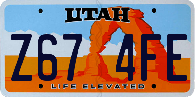UT license plate Z674FE