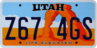 UT license plate Z674GS