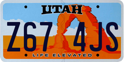 UT license plate Z674JS