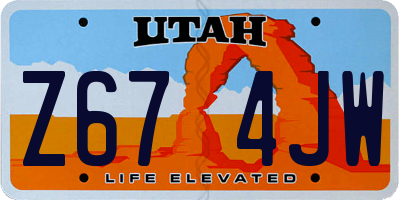 UT license plate Z674JW