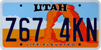 UT license plate Z674KN