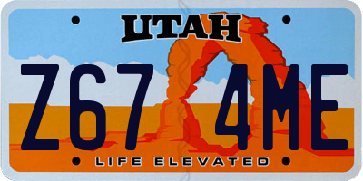 UT license plate Z674ME
