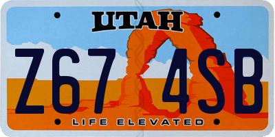UT license plate Z674SB